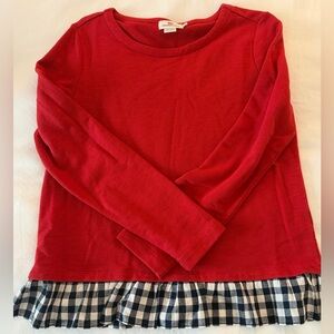 Vineyard Vines woman’s Red Long Sleeve Shirt with Checkered Hem
